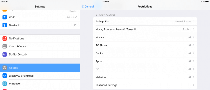 Cara melindungi iPad Anda pada anak-anak dari konten-konten dewasa, remaja dari perubahan aplikasi, dan pencuri dari pencurian. Sebuah Restrictions settings lengkap ada disini untuk bisa mengontrol semua Pengaturan iOS Anda.