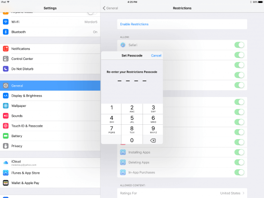 Masukkan Passcode agar tidak sembarang orang bisa mengubah seting.